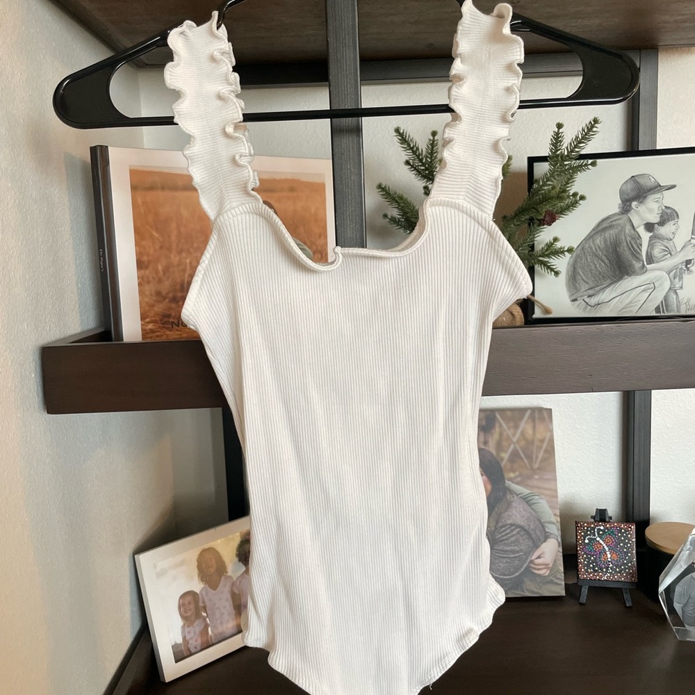 White Ruffled Women's Top